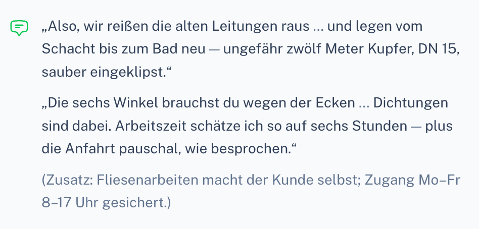 Transkript und Verarbeitung